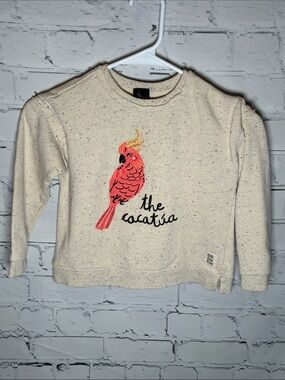 art class Cream Speckled Sweatshirt with Cockatiel Graphic 5T